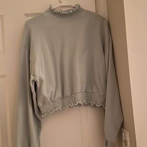 baby blue turtle neck cropped sweater